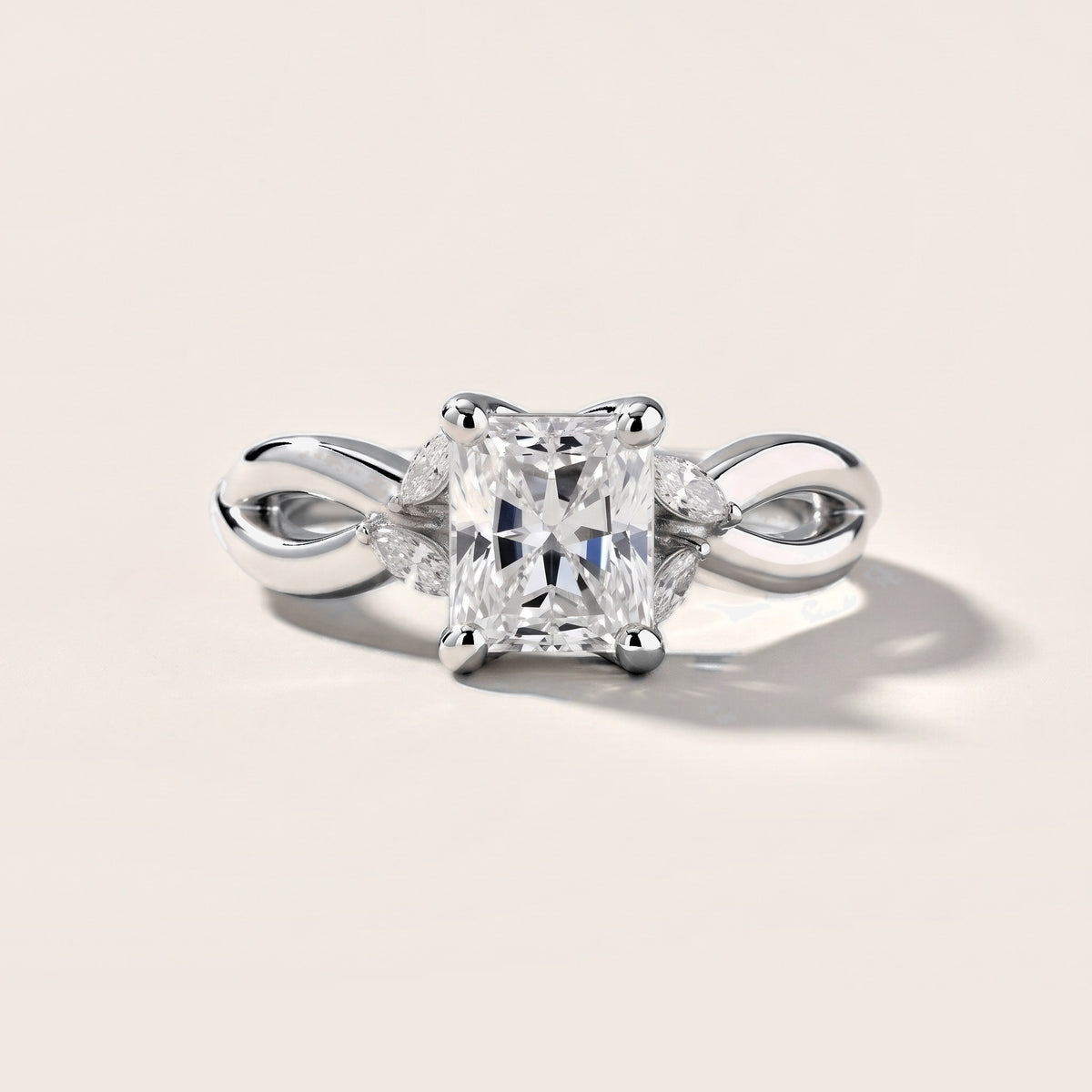 Luna Glow Twisted Radiant Diamond Engagement Ring in White Gold [studio-metal-20261024]