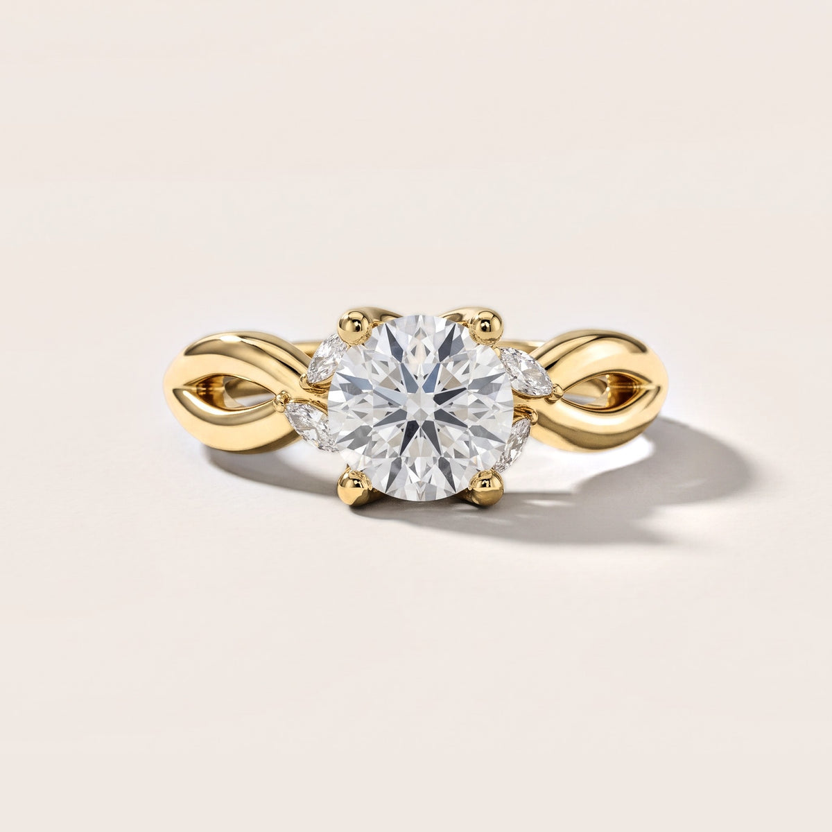 Luna Glow Twisted Round Diamond Engagement Ring in Yellow Gold [studio-metal-20261024]