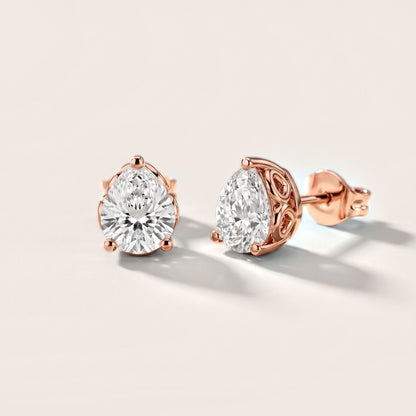 Heirloom Scroll Pear Diamond Earrings in Rose Gold [studio-metal-20261024]