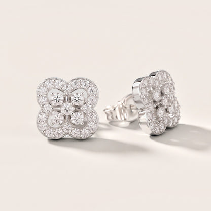 Fleur Tapestry Round Diamond Earrings in White Gold [studio-metal-20261024]