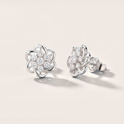 Woven Bloom Round Diamond Earrings in White Gold [studio-metal-20261024]