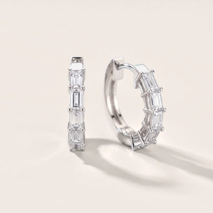 Deco Orbit Emerald Diamond Hoop Earrings in Platinum [studio-metal-20261024]