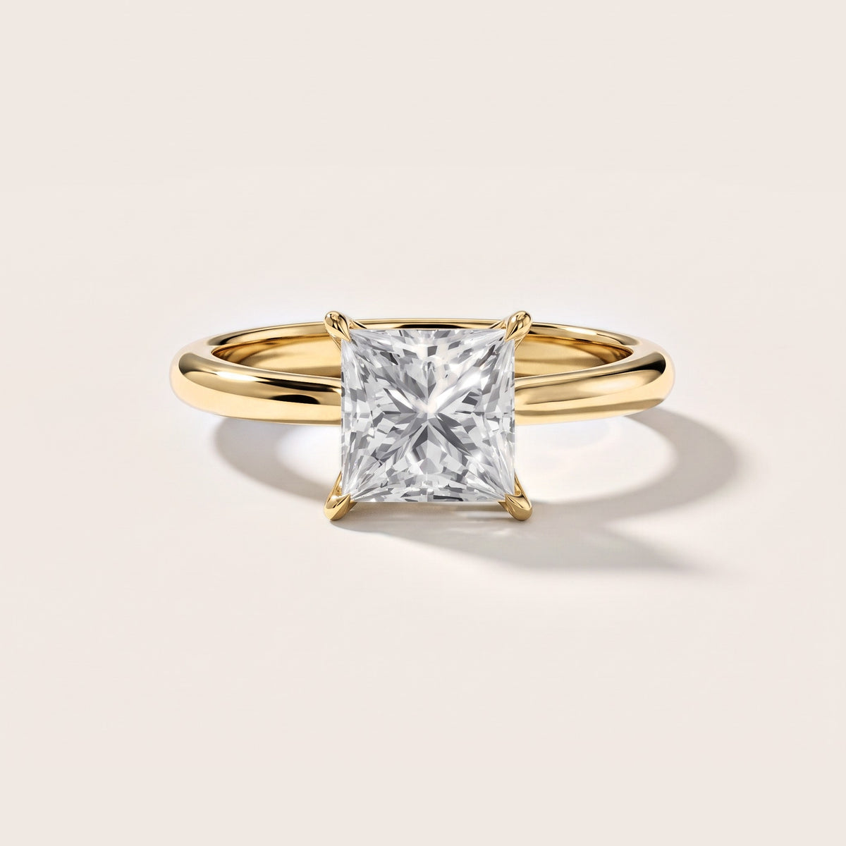 Evie Solitaire Six-Prong Princess Diamond Engagement Ring in Yellow Gold [studio-metal-20261024]