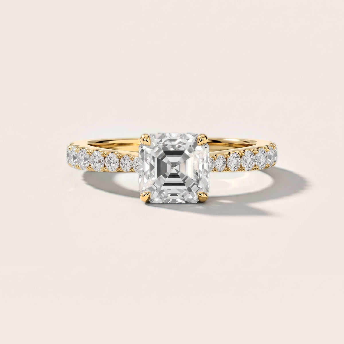 Gia Hidden Halo Pavé Asscher Diamond Engagement Ring in Yellow Gold [studio-metal-20261024]