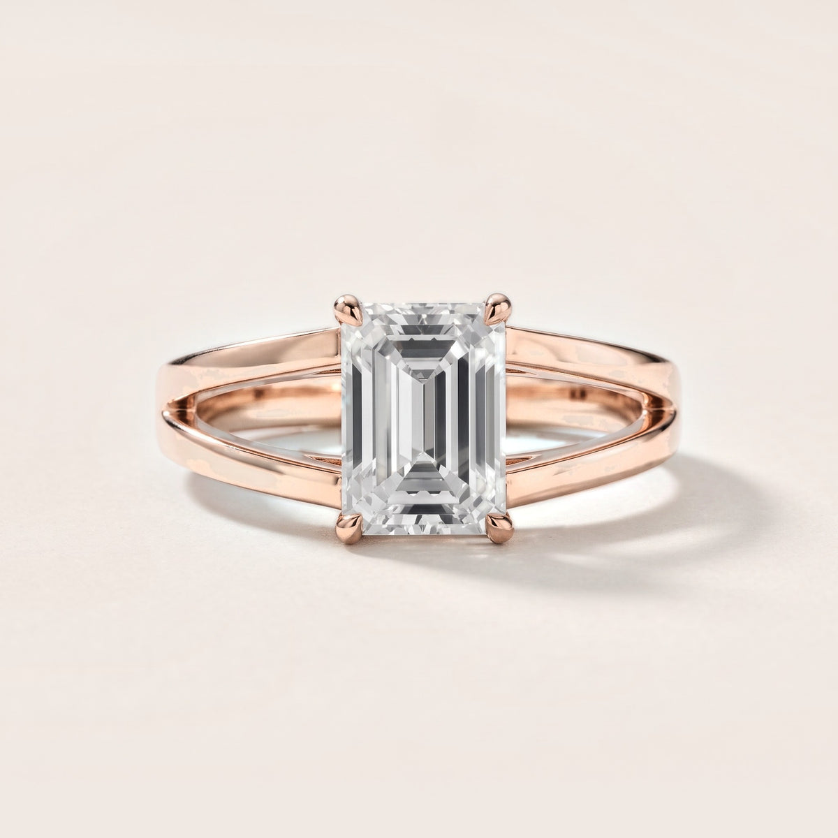 Giselle Solitaire Split Shank Emerald Diamond Engagement Ring in Rose Gold [studio-metal-20261024]