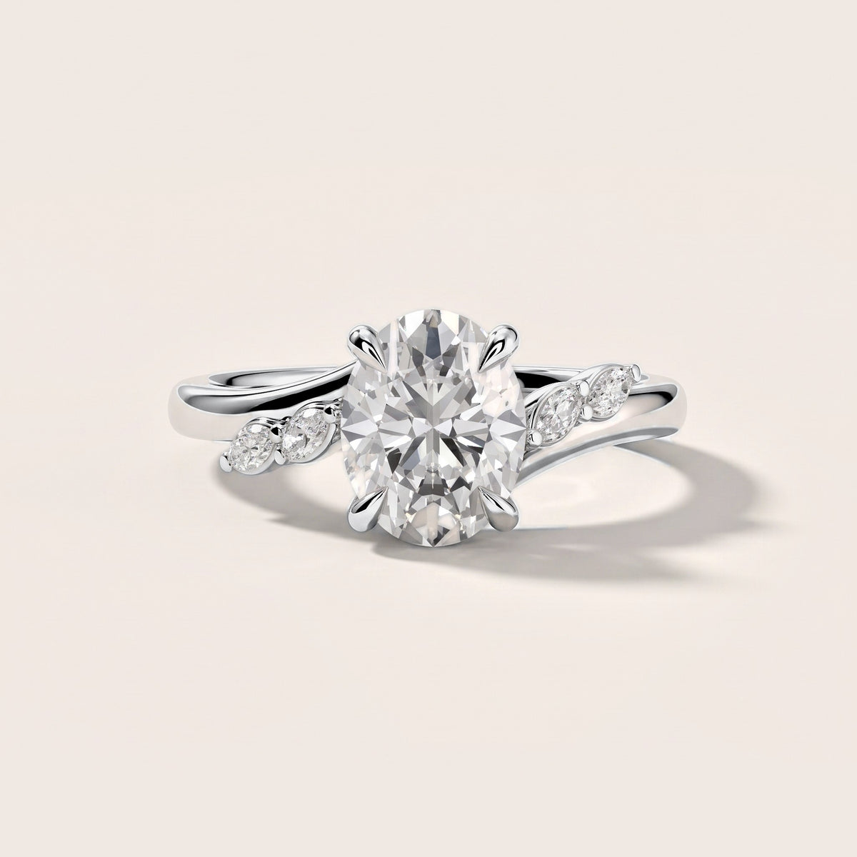Flora Twist Side Stone Oval Diamond Engagement Ring in White Gold [studio-metal-20261024]