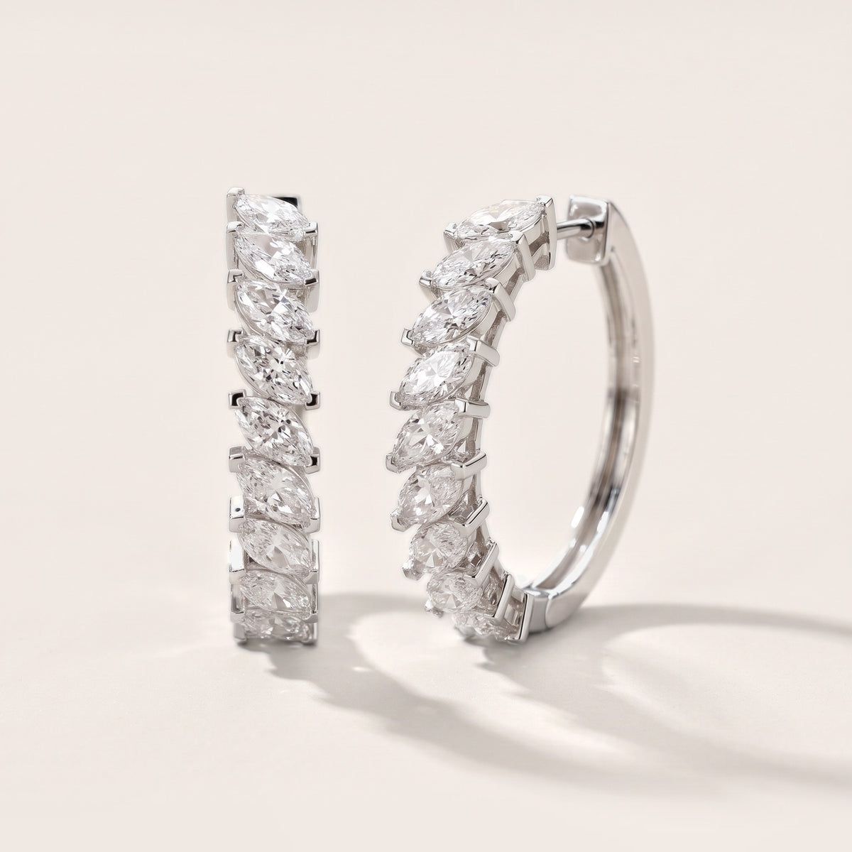 Marquise Diamond Hoop Earrings in Platinum [studio-metal-20261024]