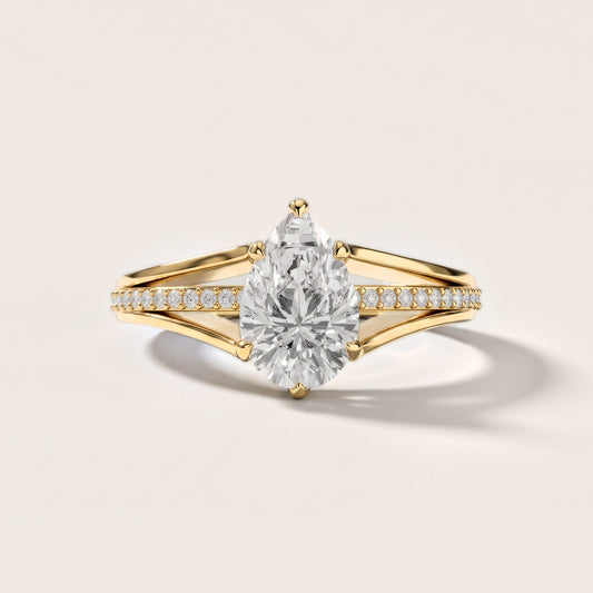 Lucinda Split Shank Pear Diamond Engagement Ring in Yellow Gold [studio-metal-20261024]