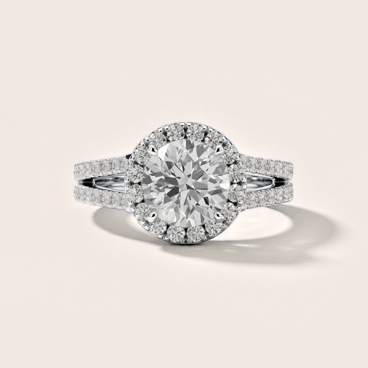Kira Halo Split Shank Round Diamond Engagement Ring in Silver [studio-metal-20261024]