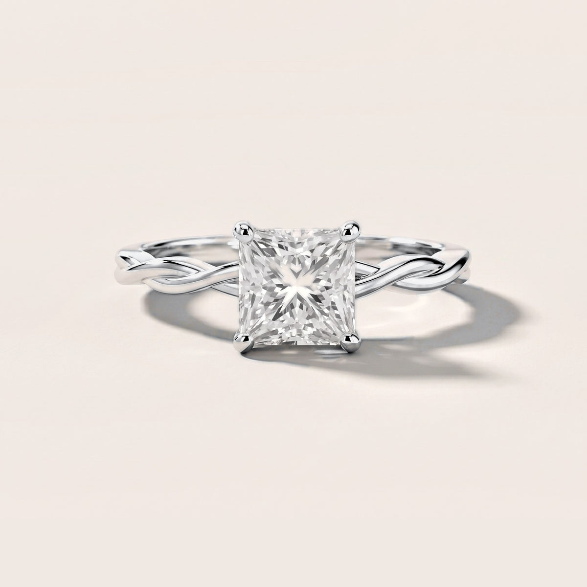 Iris Twist Princess Diamond Engagement Ring in Silver [studio-metal-20261024]