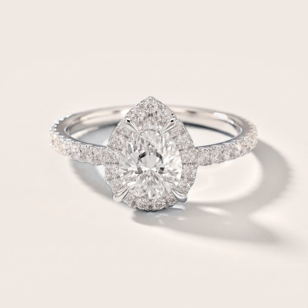 Aurora Halo Pear Diamond Engagement Ring in Silver [studio-metal-20261024]
