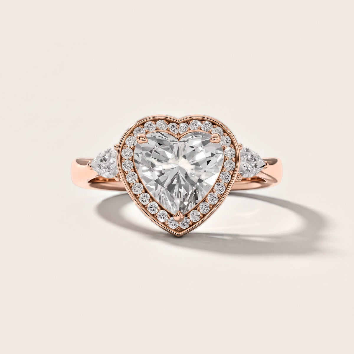 Eliza Halo Sidestone Heart Diamond Engagement Ring in Rose Gold [studio-metal-20261024]