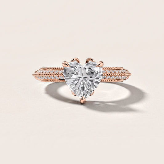Chiara Vintage Milgrain Heart Diamond Engagement Ring in Rose Gold [studio-metal-20261024]