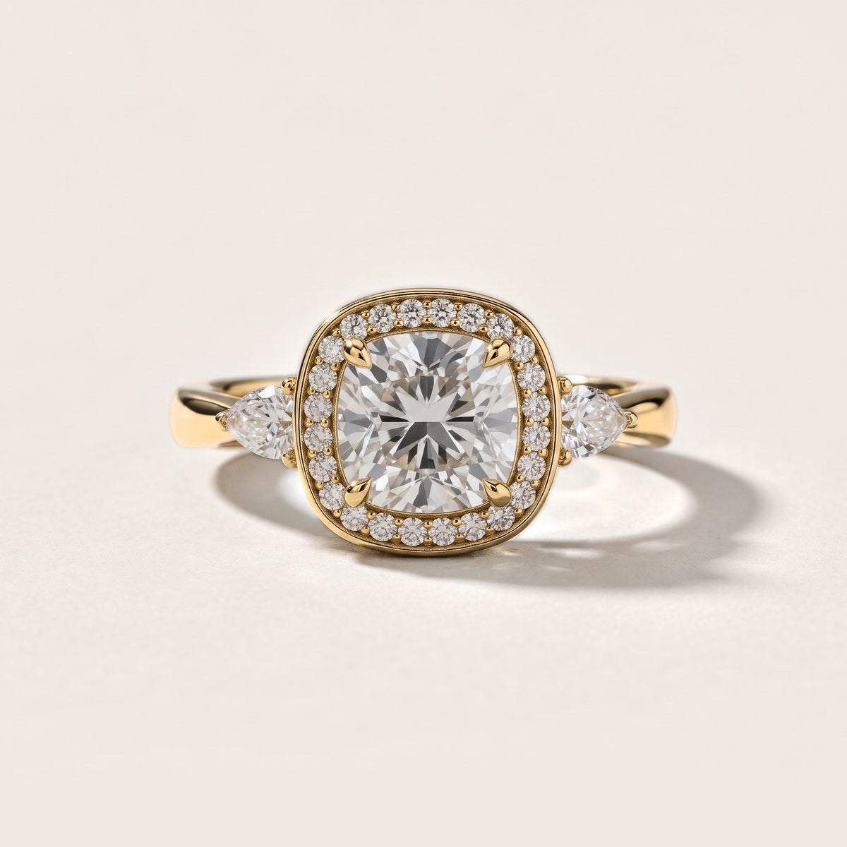 Eliza Halo Sidestone Cushion Diamond Engagement Ring in Yellow Gold [studio-metal-20261024]