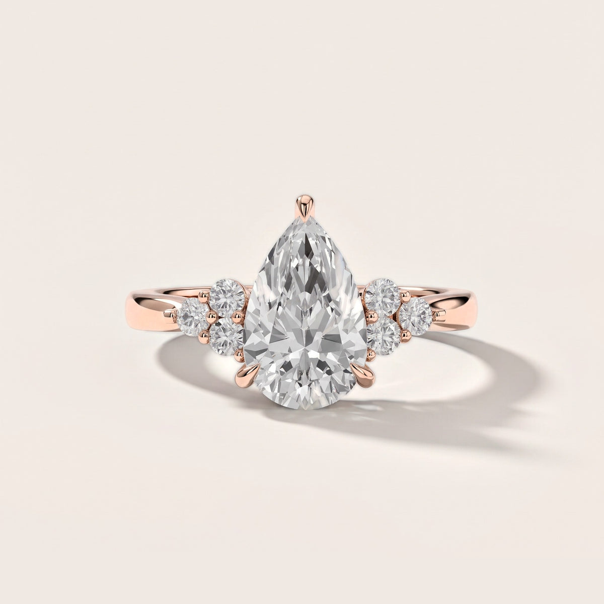 Anya Sidestone Cluster Pear Diamond Engagement Ring in Rose Gold [studio-metal-20261024]