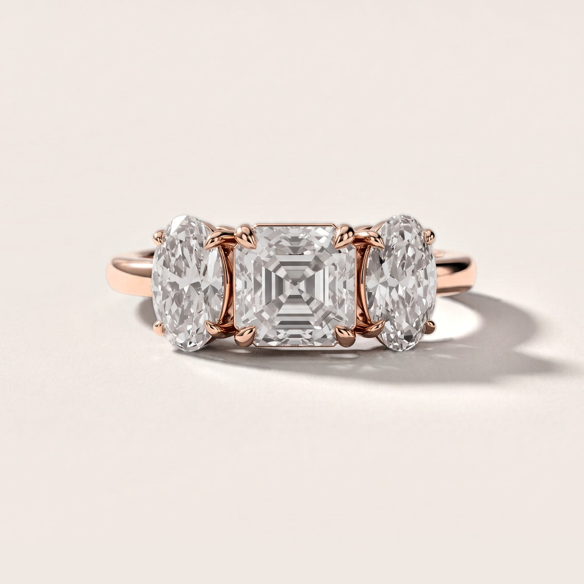 Lila Three-Stone Asscher Diamond Engagement Ring in Rose Gold [studio-metal-20261024]