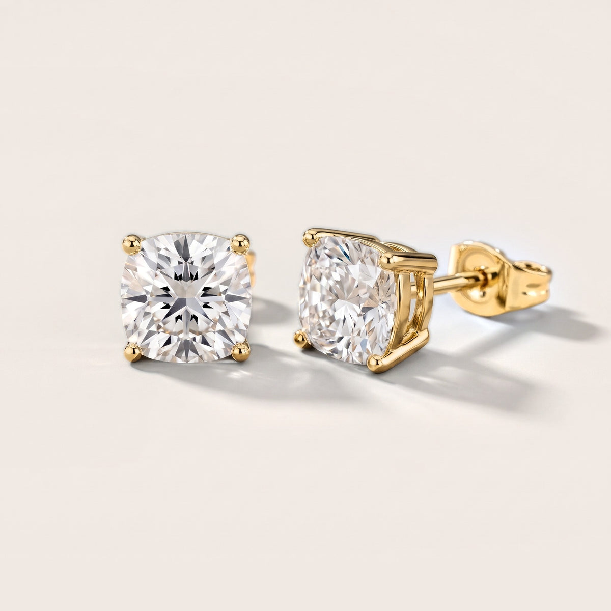 Juno Four-Prong Cushion Diamond Earrings in Yellow Gold [studio-metal-20261024]