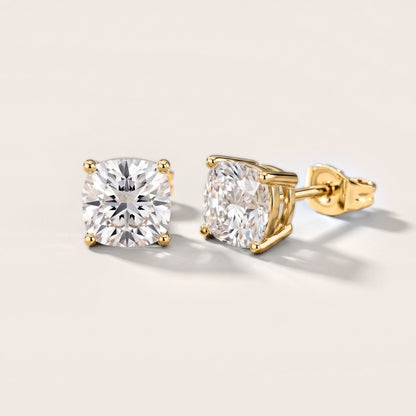 Juno Four-Prong Cushion Diamond Earrings in Yellow Gold [studio-metal-20261024]