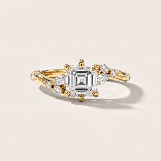 Joanna Milgrain Twist Asscher Diamond Engagement Ring in Yellow Gold [studio-metal-20261024]