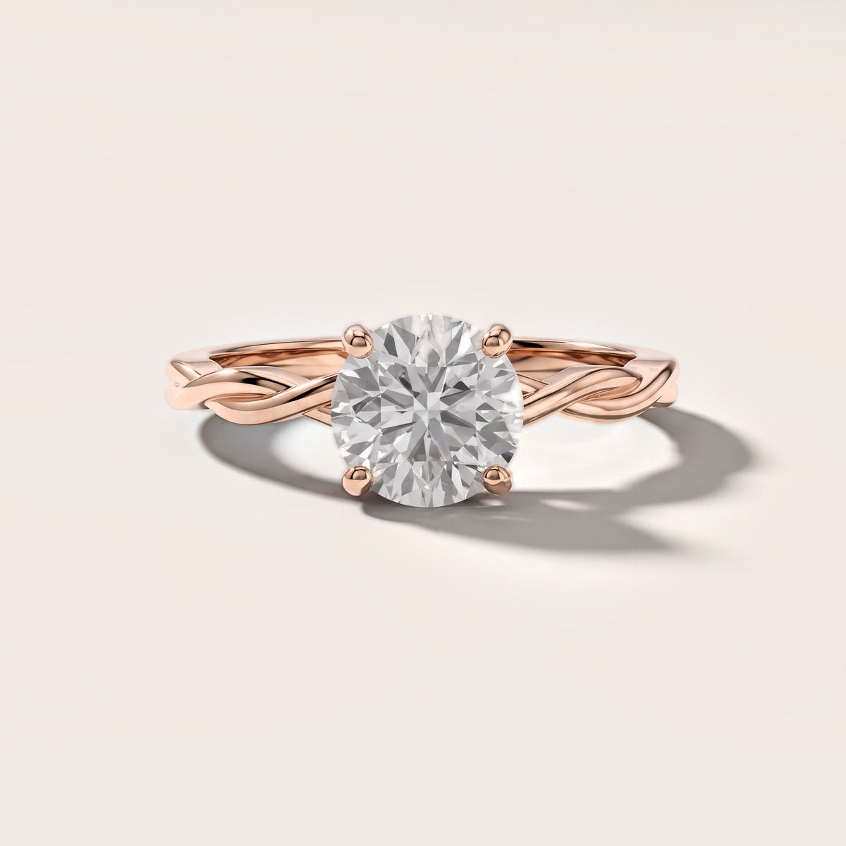 Iris Twist Round Diamond Engagement Ring in Rose Gold [studio-metal-20261024]