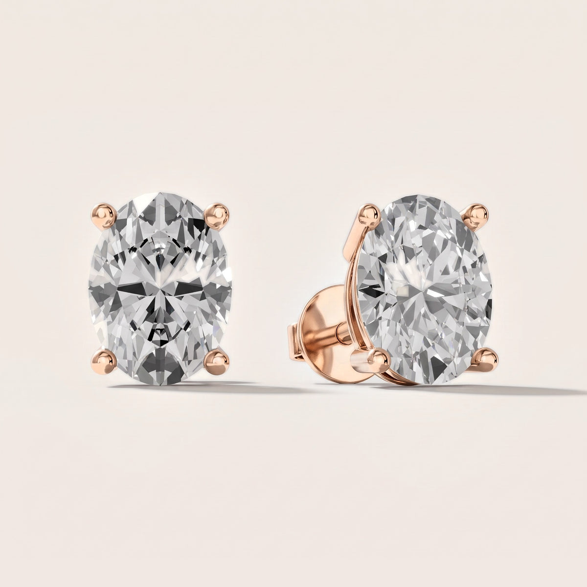 Four Prong Oval Diamond Stud Earrings in Rose Gold [studio-metal-20261024]