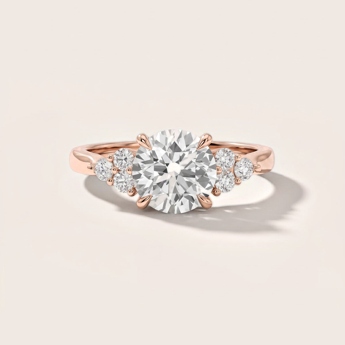 Anya Sidestone Cluster Round Diamond Engagement Ring in Rose Gold [studio-metal-20261024]