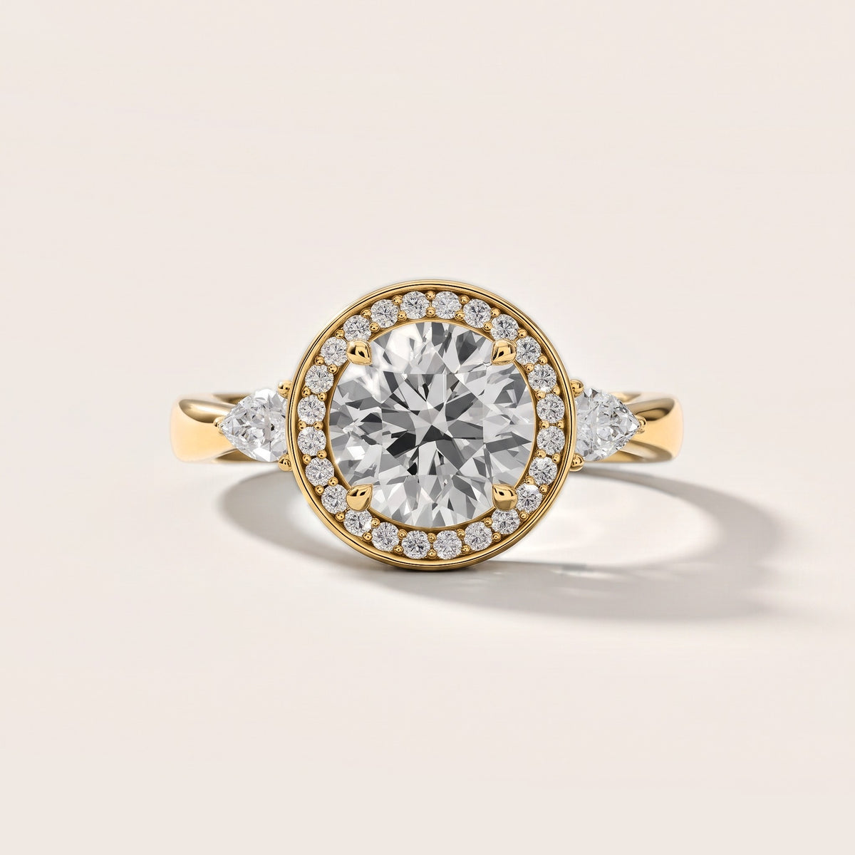Eliza Halo Sidestone Round Diamond Engagement Ring in Yellow Gold [studio-metal-20261024]