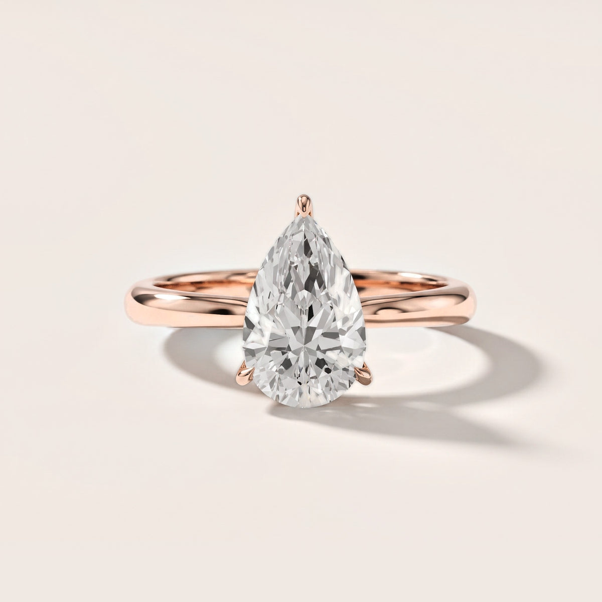 Evie Solitaire Six-Prong Pear Diamond Engagement Ring in Rose Gold [studio-metal-20261024]