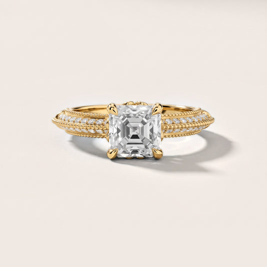 Chiara Vintage Milgrain Asscher Diamond Engagement Ring in Yellow Gold [studio-metal-20261024]