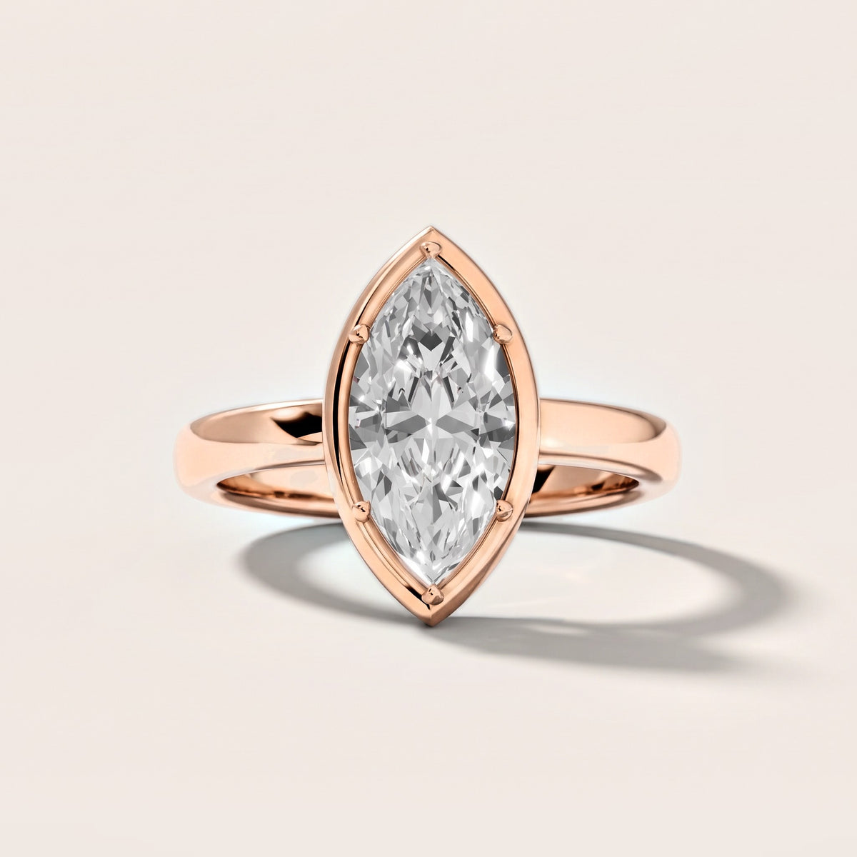 Alina Bezel Solitaire Marquise Diamond Engagement Ring in Rose Gold [studio-metal-20261024]