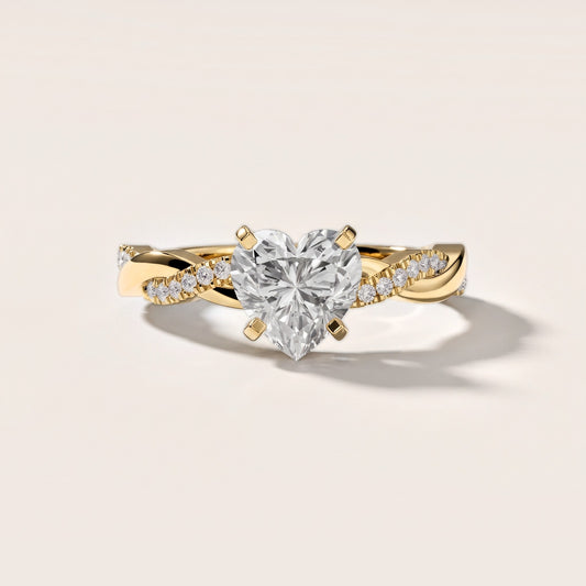 Twisted Side Stone Heart Diamond Engagement Ring in Yellow Gold [studio-metal-20261024]