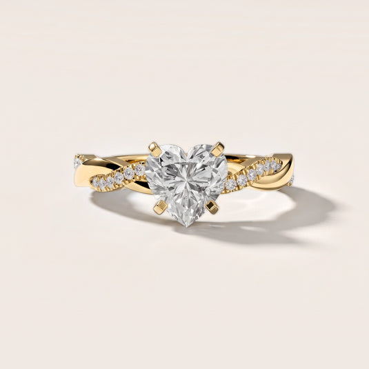 Twisted Side Stone Heart Diamond Engagement Ring in Yellow Gold [studio-metal-20261024]
