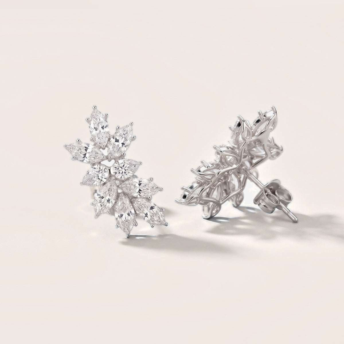 Willow Spray Marquise & Pear Diamond Climber Earrings in White Gold [studio-metal-20261024]