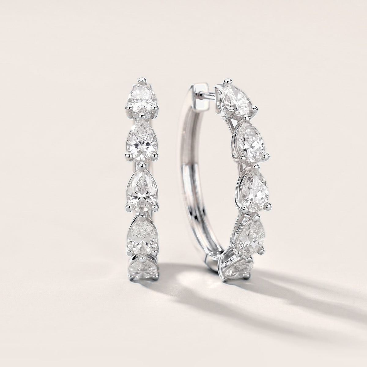 Pear Diamond Hoop Earrings in White Gold [studio-metal-20261024]
