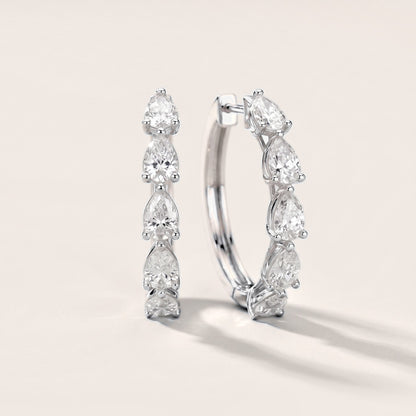 Pear Diamond Hoop Earrings in White Gold [studio-metal-20261024]