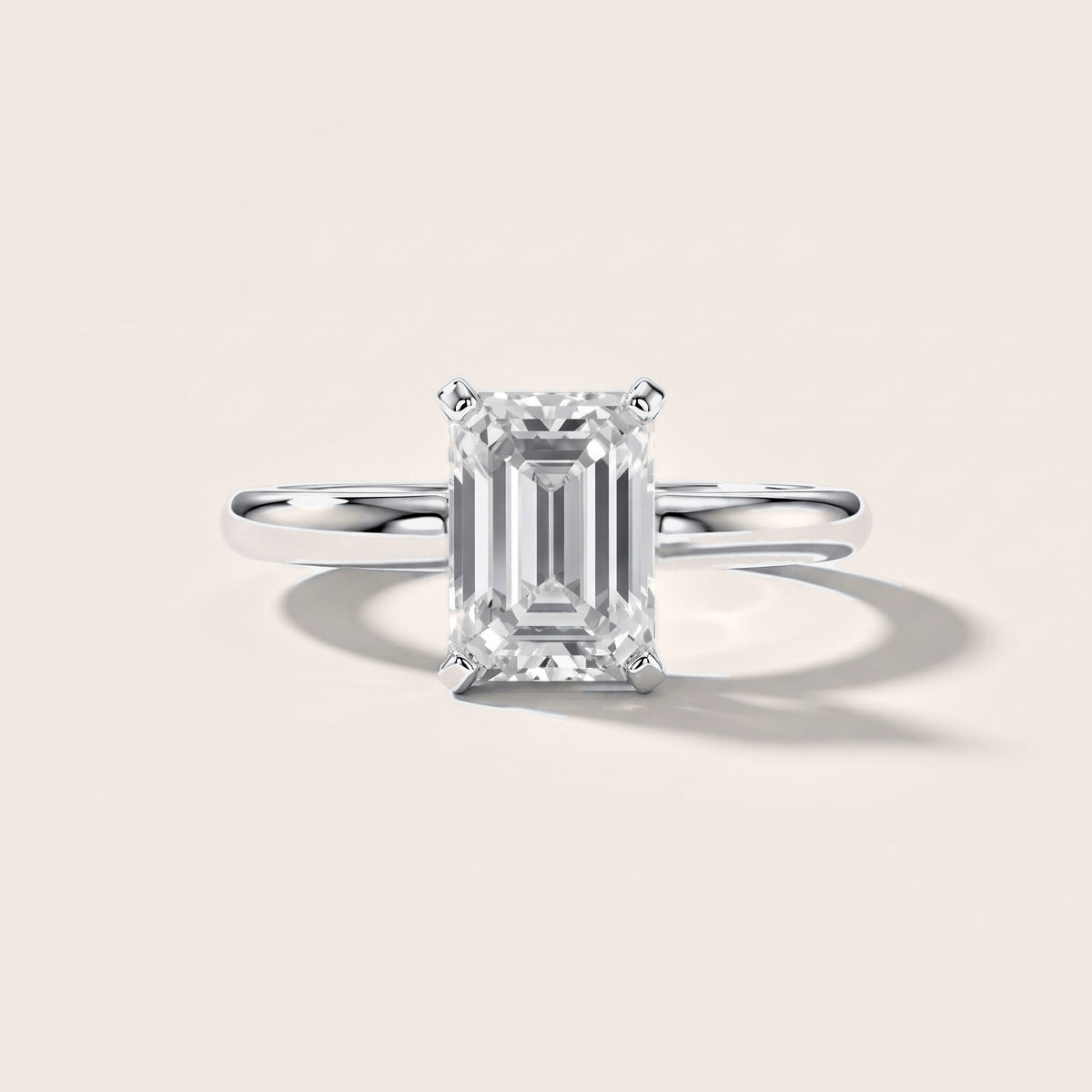 Elena Solitaire Emerald Diamond Engagement Ring in Silver [studio-metal-20261024]