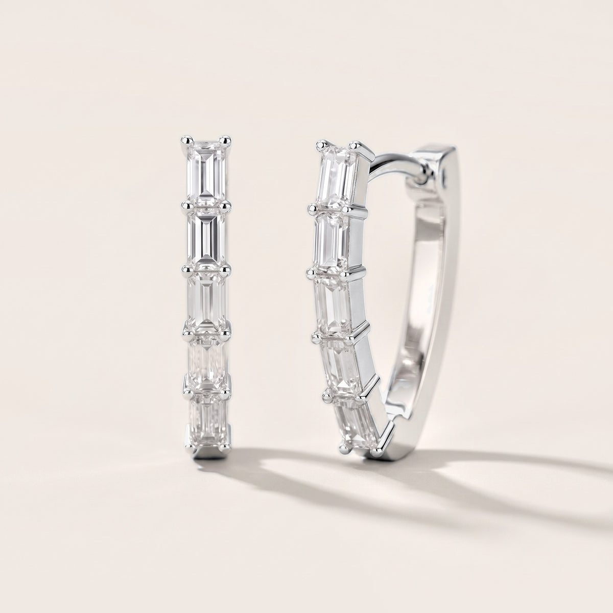 Essential Prism Emerald Diamond Hoop Earrings in White Gold [studio-metal-20261024]