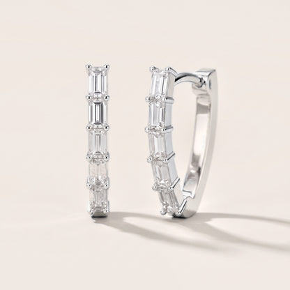 Essential Prism Emerald Diamond Hoop Earrings in White Gold [studio-metal-20261024]