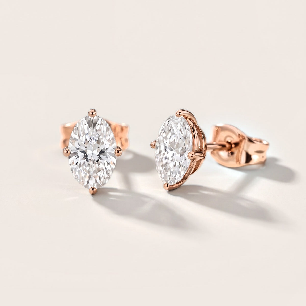 Stella Four-Prong Oval Diamond Earrings in Rose Gold [studio-metal-20261024]
