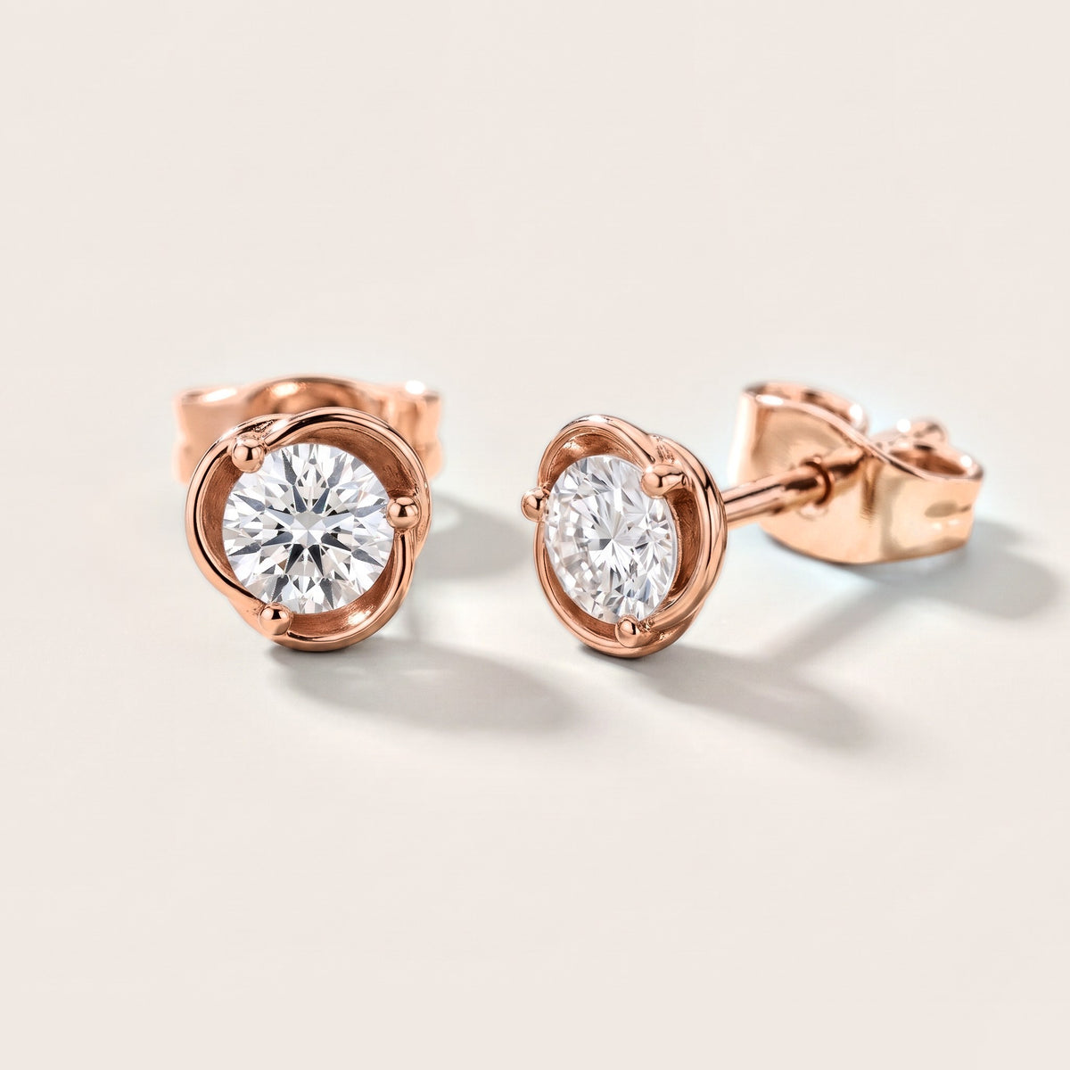 Petal Embrace Round Diamond Earrings in Rose Gold [studio-metal-20261024]