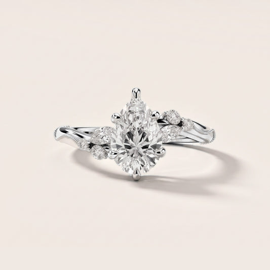 Joanna Milgrain Twist Pear Diamond Engagement Ring in Platinum [studio-metal-20261024]
