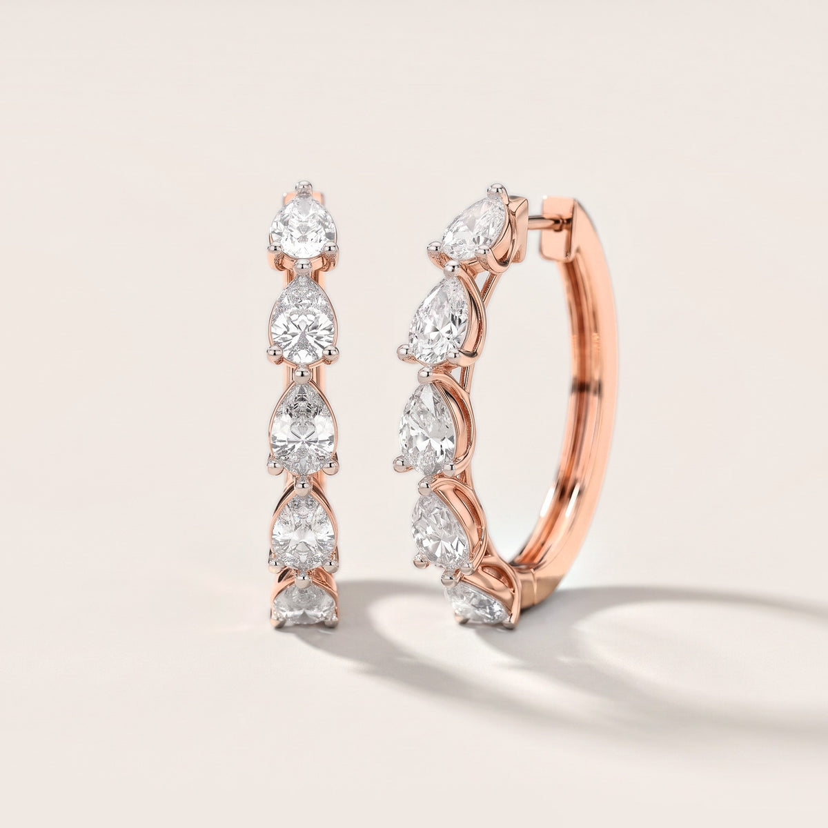 Pear Diamond Hoop Earrings in Rose Gold [studio-metal-20261024]