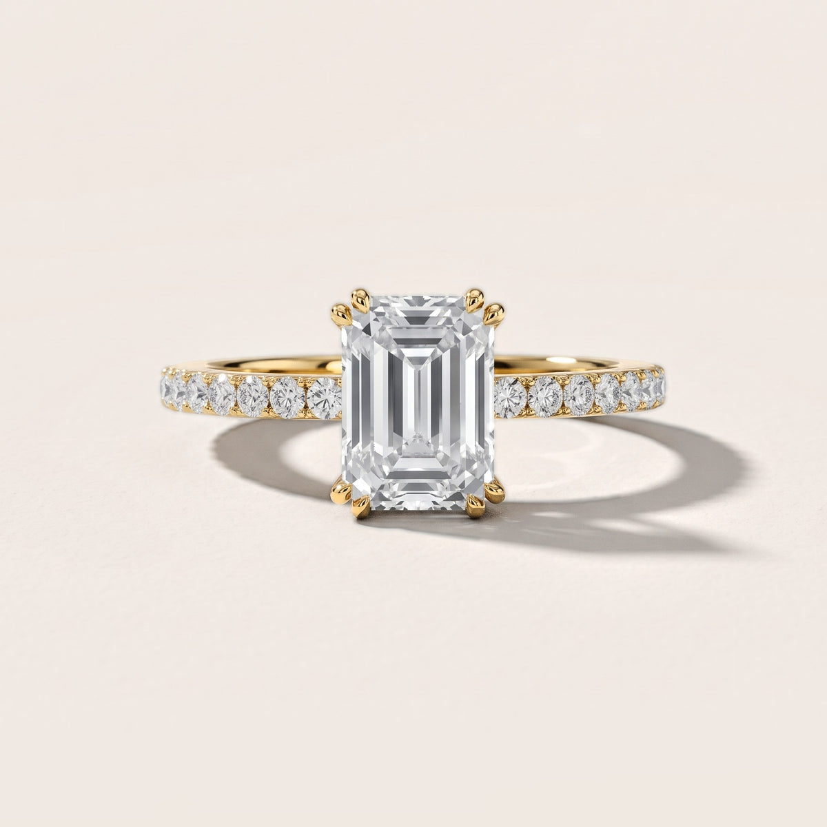 Luna Solitaire Pavé Emerald Diamond Engagement Ring in Yellow Gold [studio-metal-20261024]