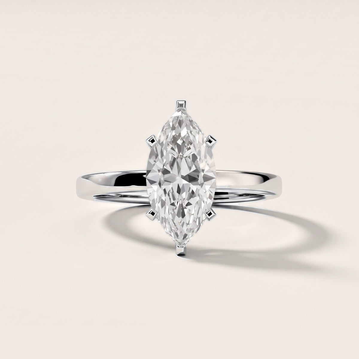 Liana Solitaire Claw Prong Marquise Diamond Engagement Ring in Silver [studio-metal-20261024]