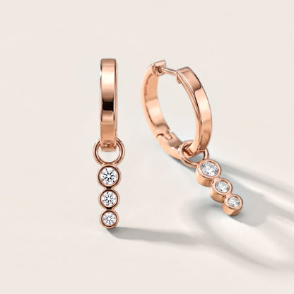 Wave Bezel Round Diamond Drop Earrings in Rose Gold [studio-metal-20261024]