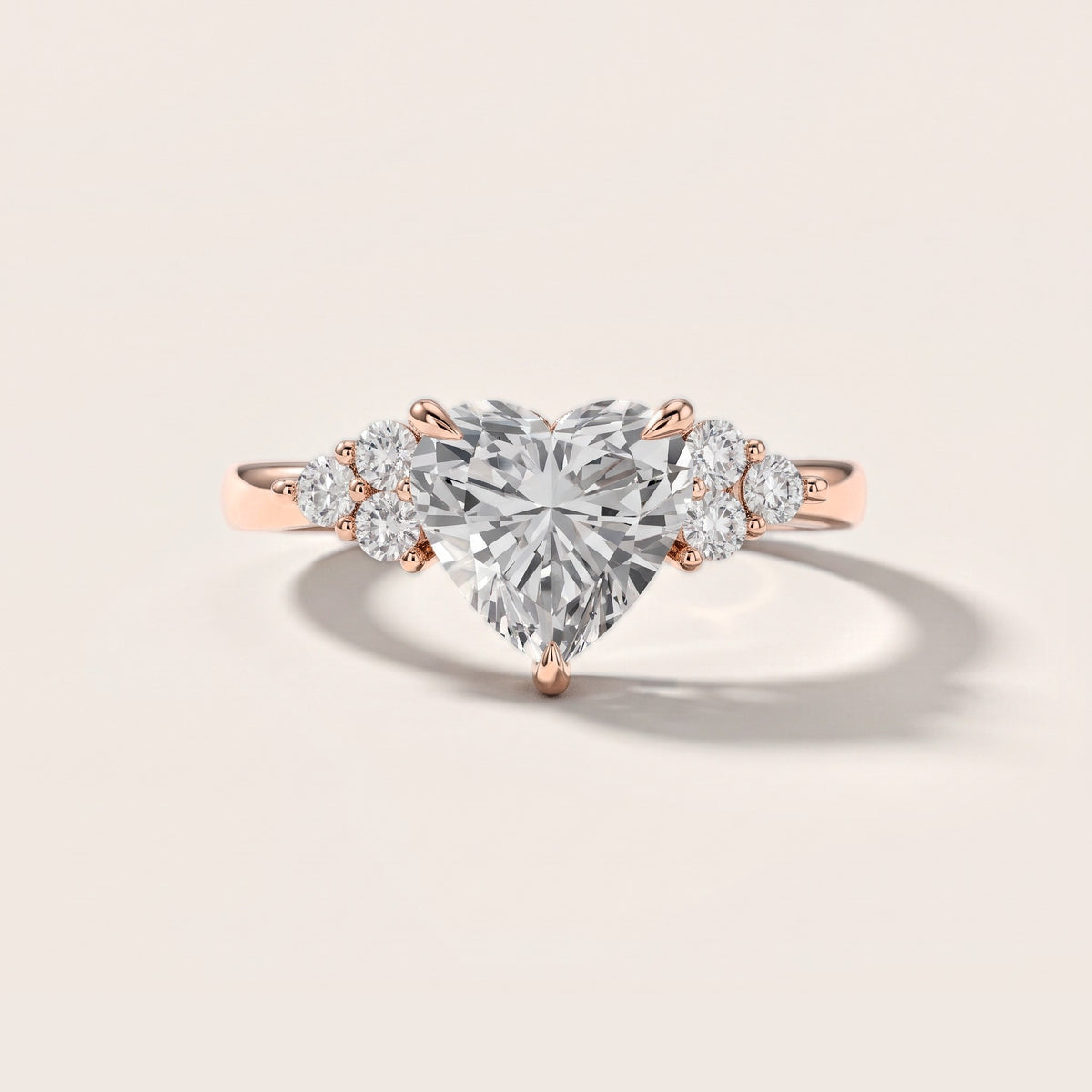 Anya Sidestone Cluster Heart Diamond Engagement Ring in Rose Gold [studio-metal-20261024]