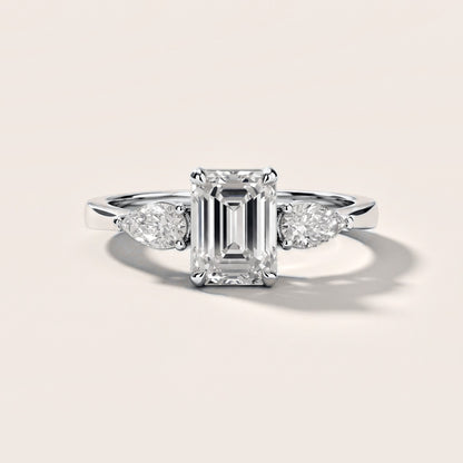 Grace Three Stone Emerald Diamond Engagement Ring in Platinum [studio-metal-20261024]