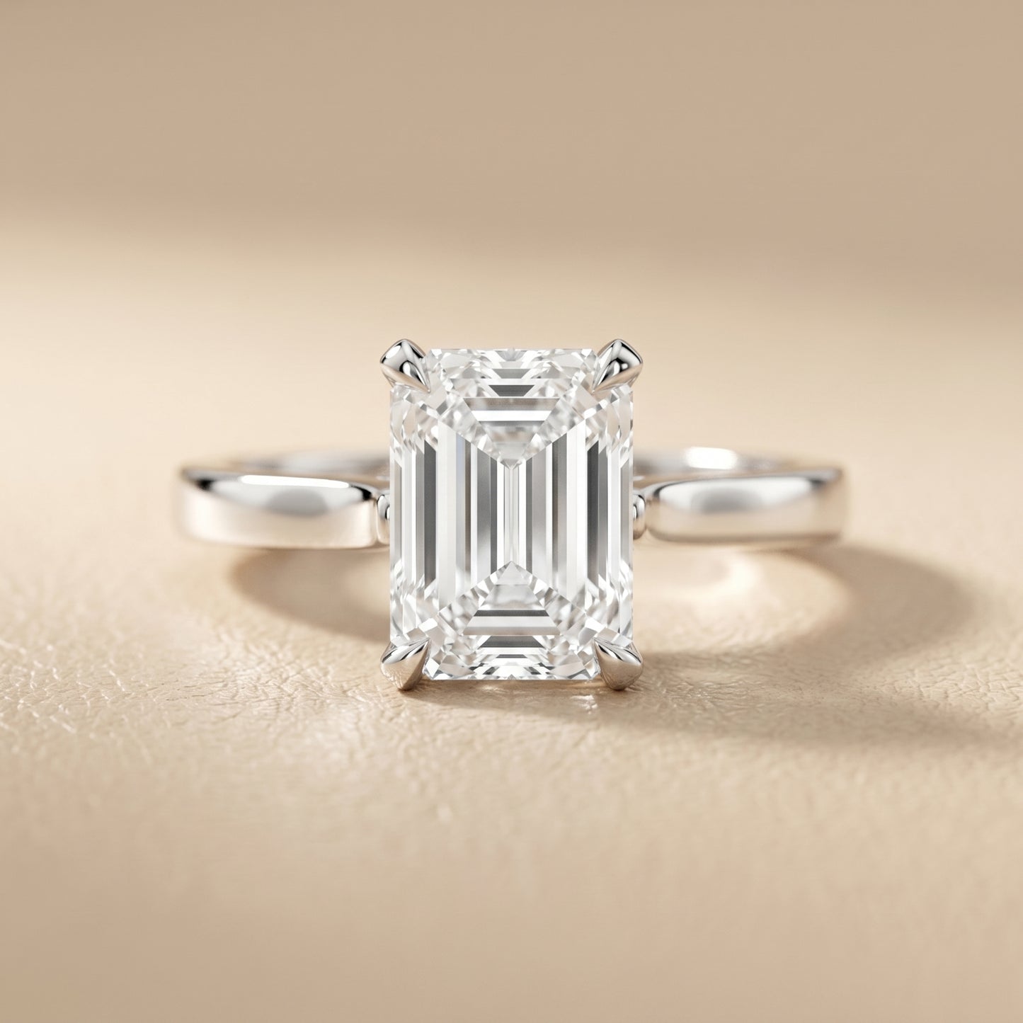 Isabella Bloom Solitaire Emerald Diamond Engagement Ring in White Gold