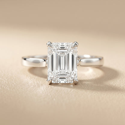 Isabella Bloom Solitaire Emerald Diamond Engagement Ring in White Gold
