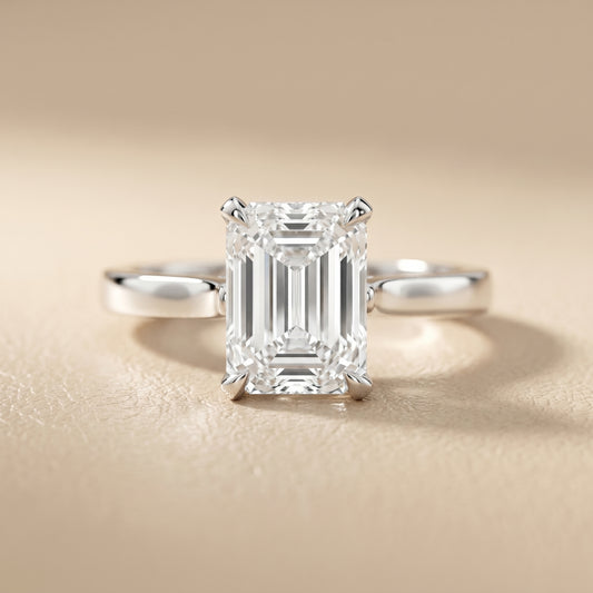 Isabella Bloom Solitaire Emerald Diamond Engagement Ring in White Gold
